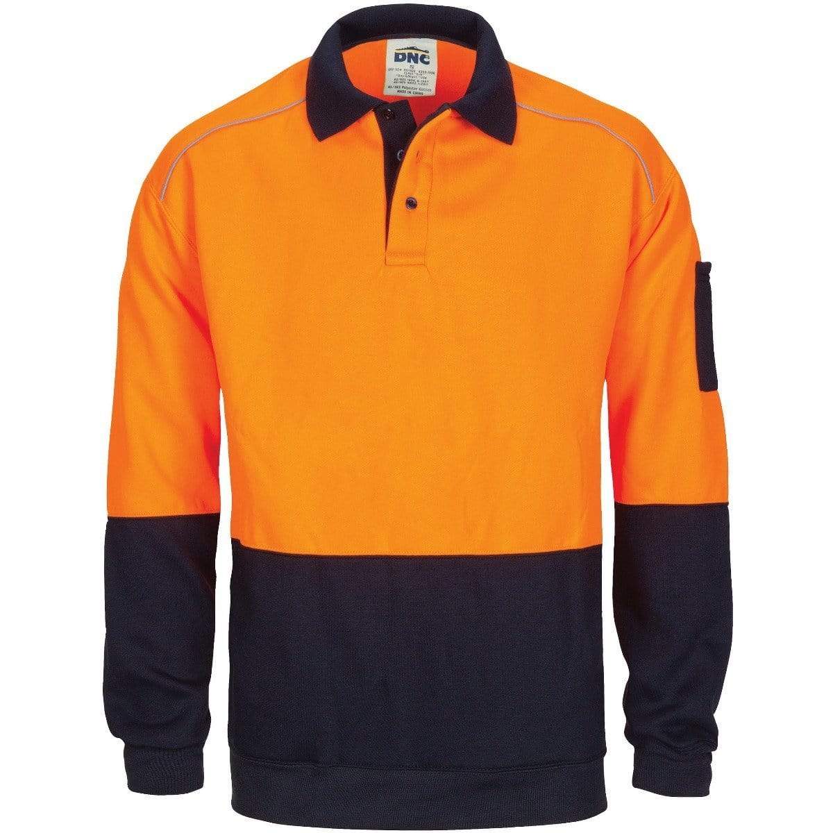 Dnc Workwear Hi-vis Rugby Top Windcheater With Two Side Zipped Pockets - 3727 Metro Workwear.